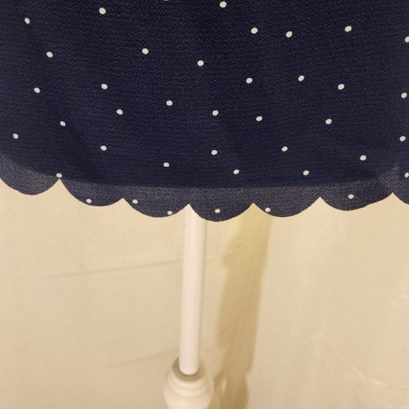 Elle NWT Off Shoulder Scalloped Blouse Navy & White Polka Dots Small - Picture 10 of 15